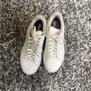 Adidas Women's White and Gold Sneakers